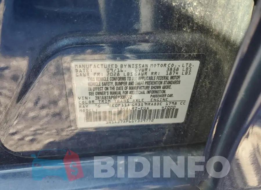 3N1AB7AP6GY339772 Photo# 12