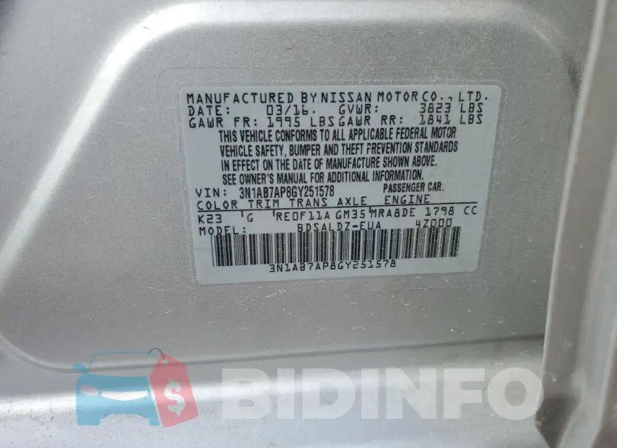 3N1AB7AP8GY251578 Photo# 12
