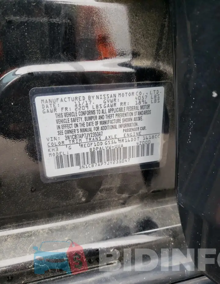 3N1CB7AP7JY235047 Photo# 13