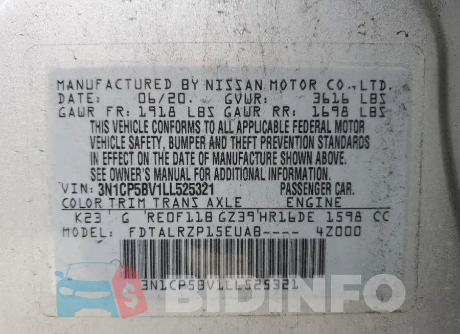 3N1CP5BV1LL525321 Photo# 13