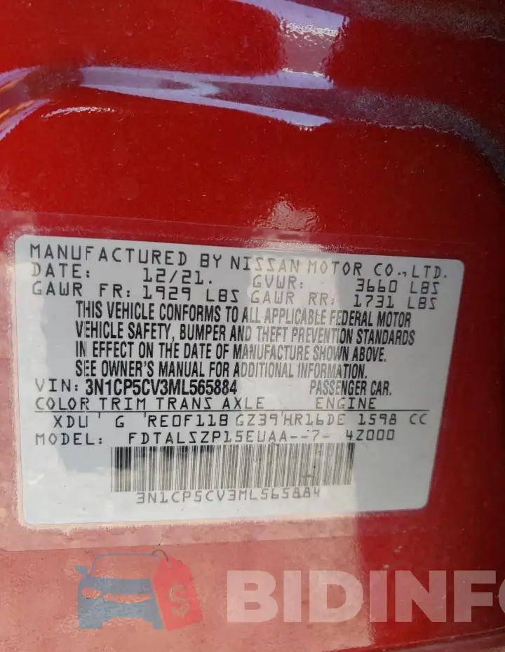 3N1CP5CV3ML565884 Photo# 13