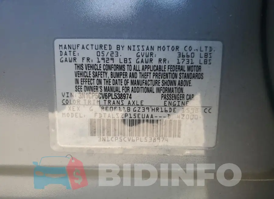 3N1CP5CV6PL538974 Photo# 12