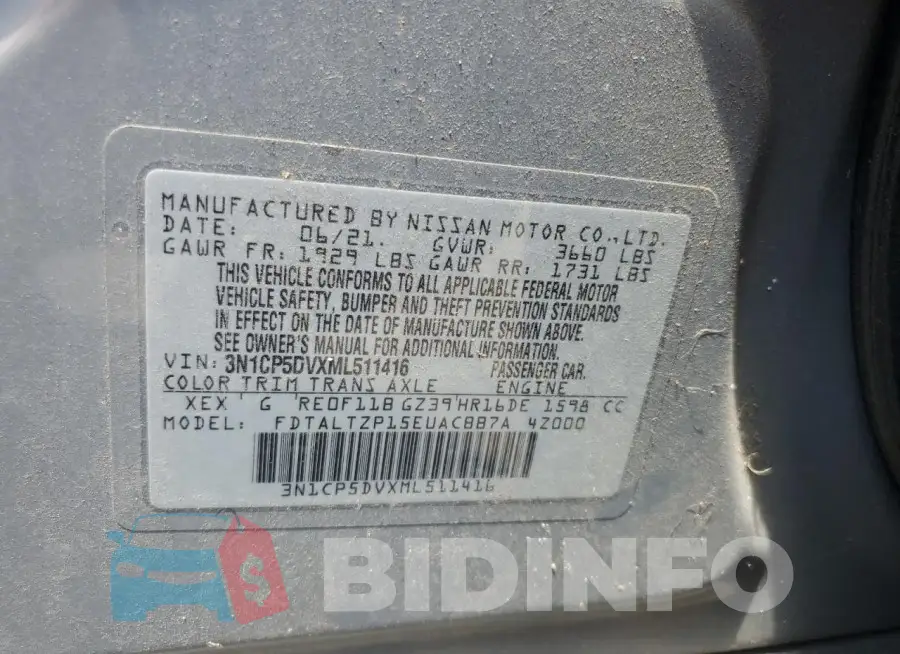 3N1CP5DVXML511416 Photo# 13