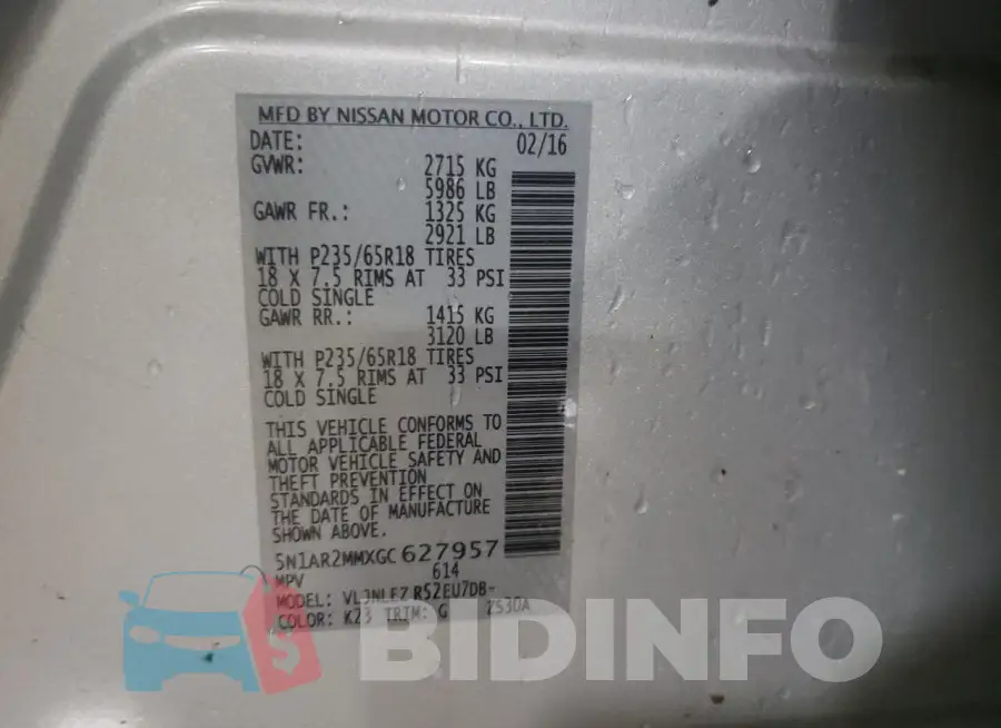 5N1AR2MMXGC627957 Photo# 13