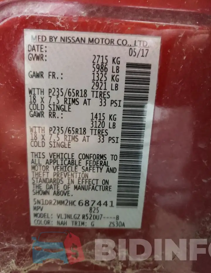 5N1DR2MM2HC687441 Photo# 13
