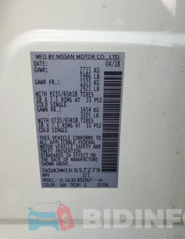 5N1DR2MN3JC657279 Photo# 12