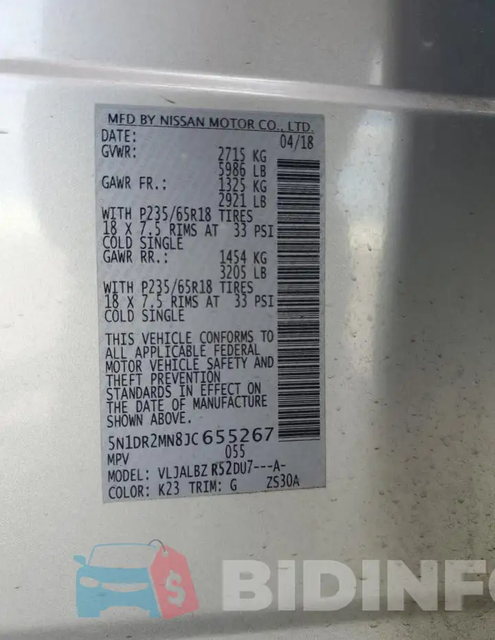 5N1DR2MN8JC655267 Photo# 13