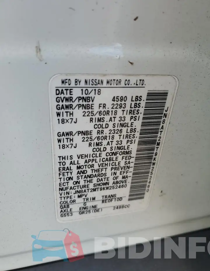 JN8AT2MT9KW252460 Photo# 14
