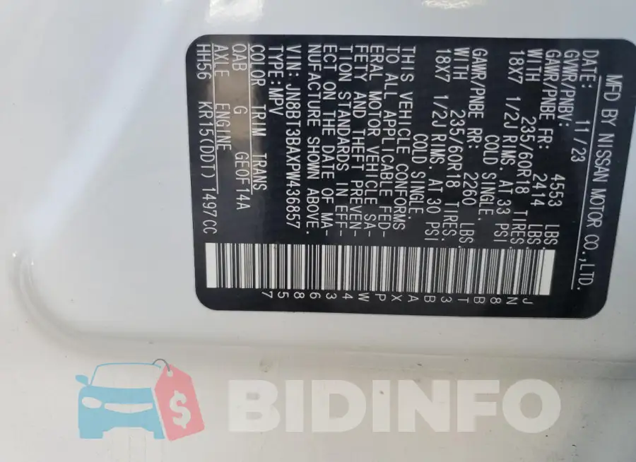JN8BT3BAXPW436857 Photo# 13