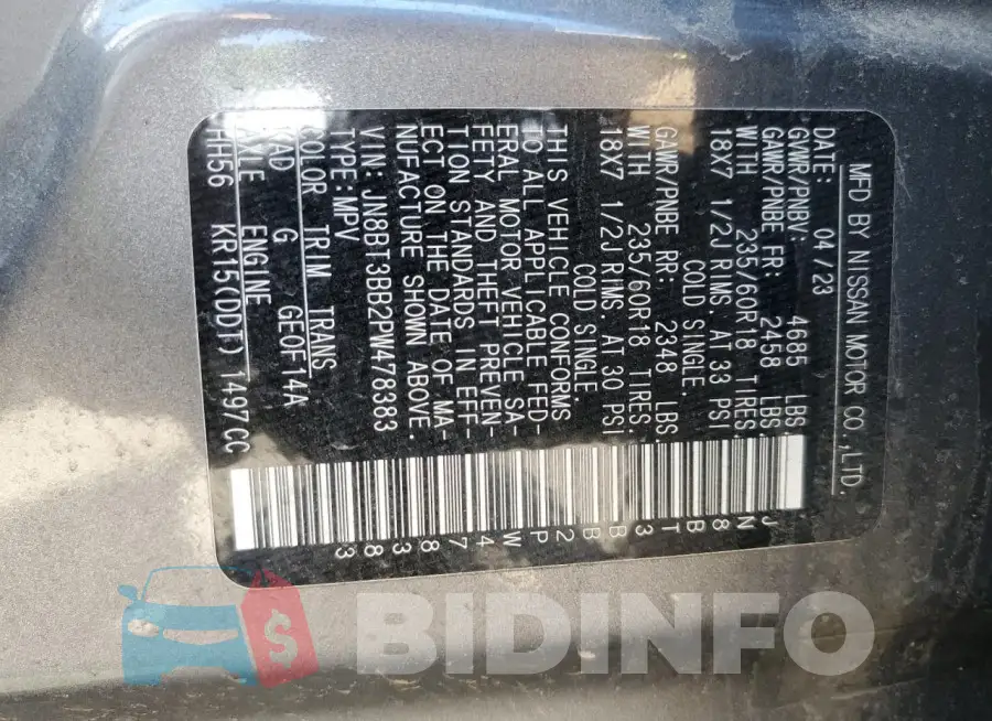 JN8BT3BB2PW478383 Photo# 13