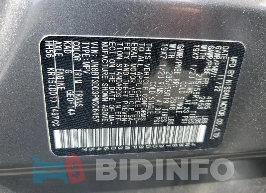 JN8BT3DD3PW306457 Photo# 12