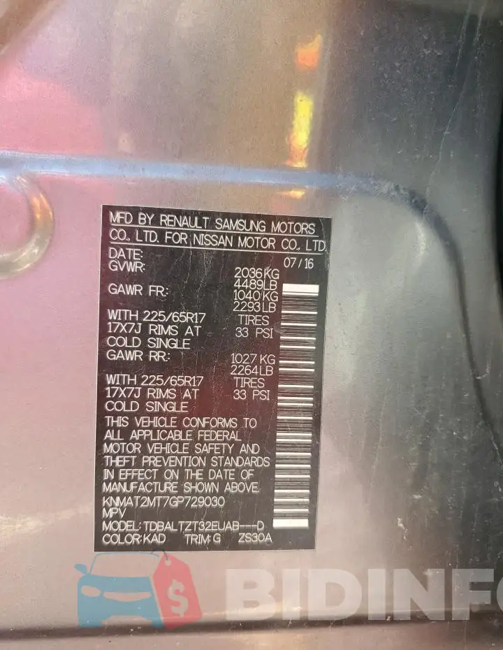 KNMAT2MT7GP729030 Photo# 13