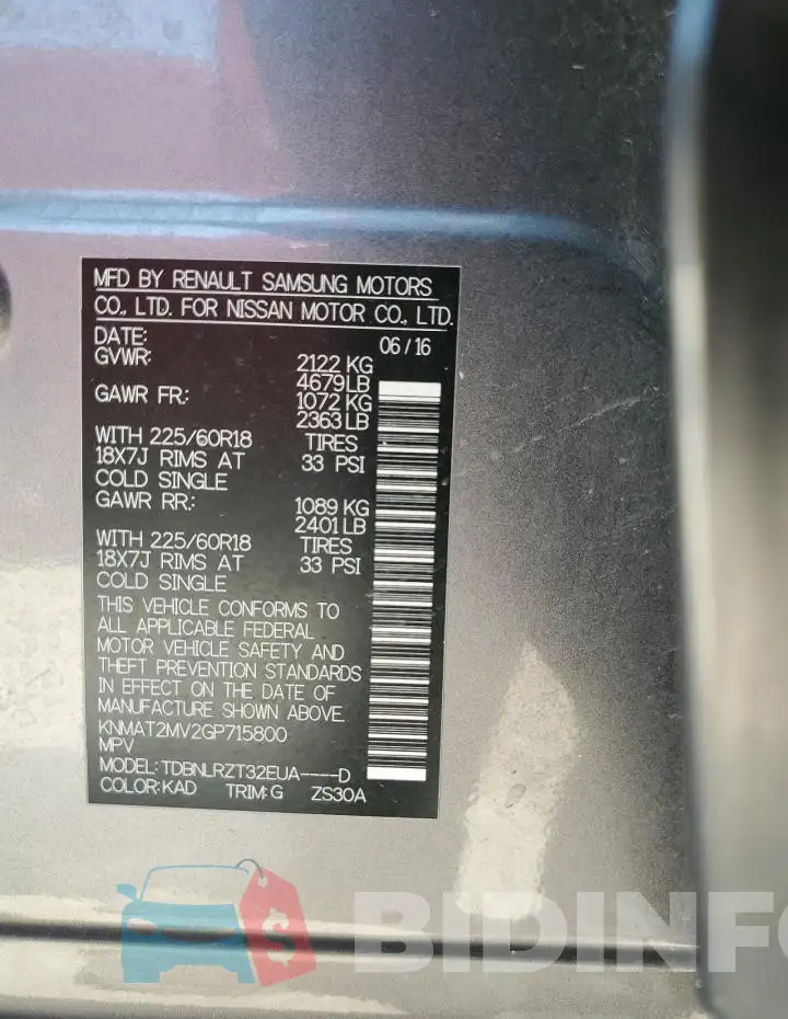 KNMAT2MV2GP715800 Photo# 13