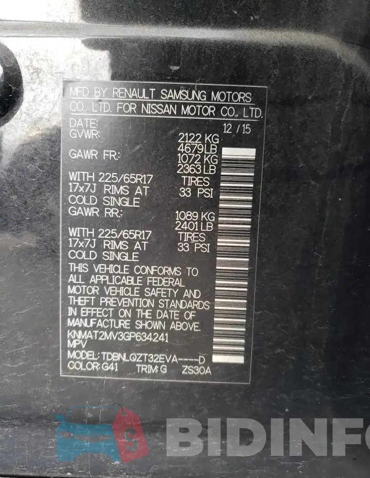 KNMAT2MV3GP634241 Photo# 13