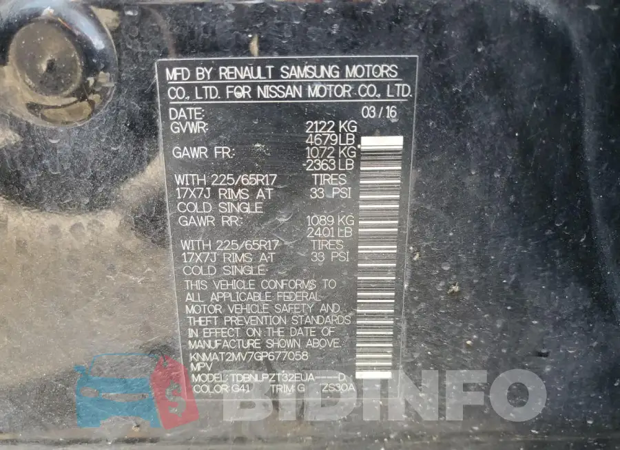 KNMAT2MV7GP677058 Photo# 14