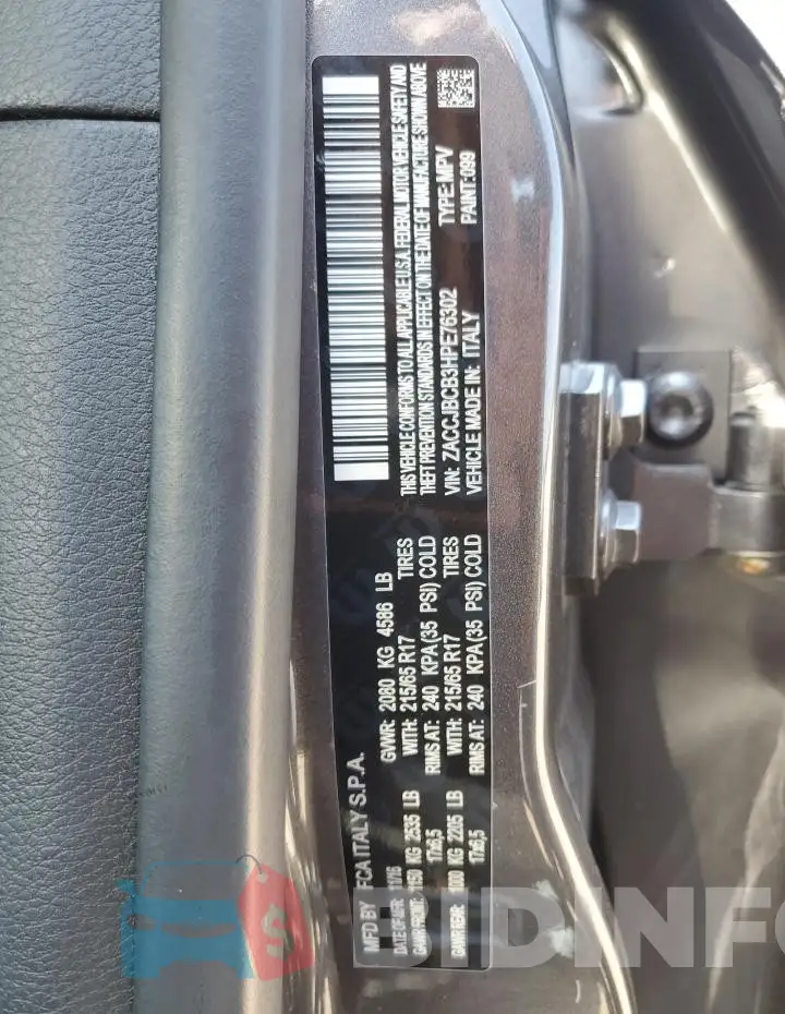 ZACCJBCB3HPE76302 Photo# 13