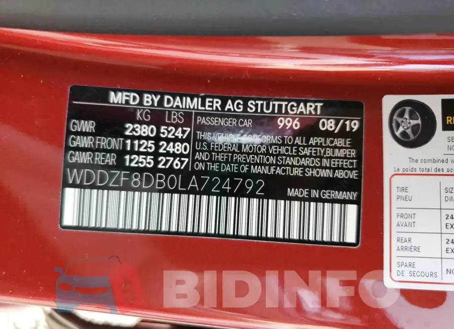 WDDZF8DB0LA724792 Photo# 13