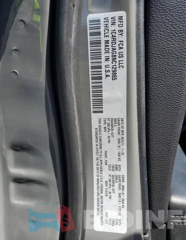 1C4RDJAG8NC129865 Photo# 13