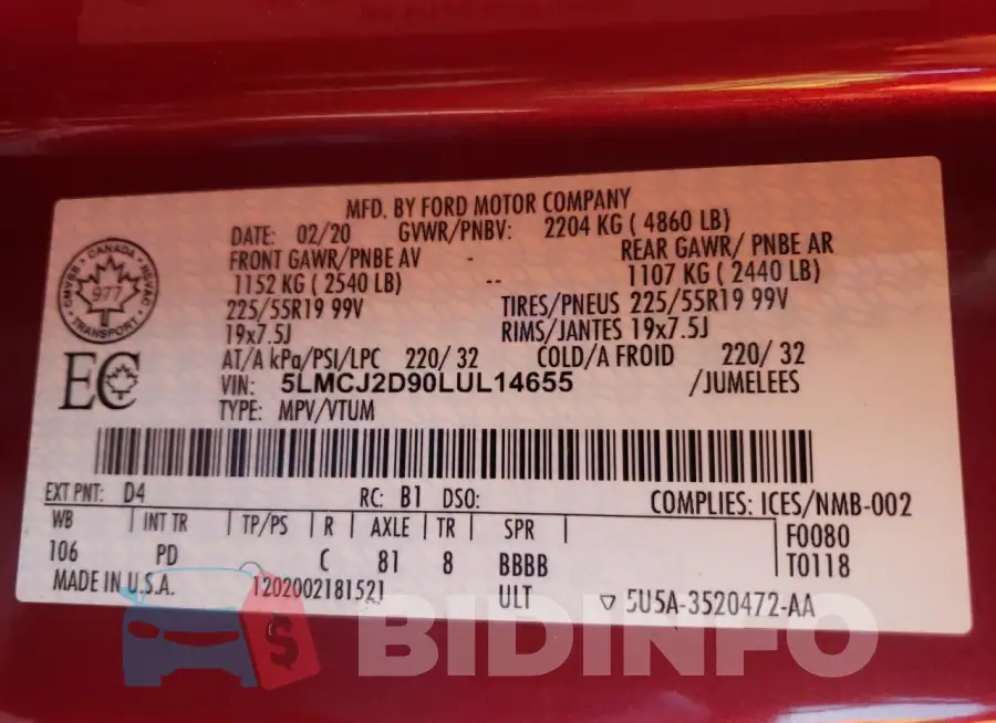 5LMCJ2D90LUL14655 Photo# 13