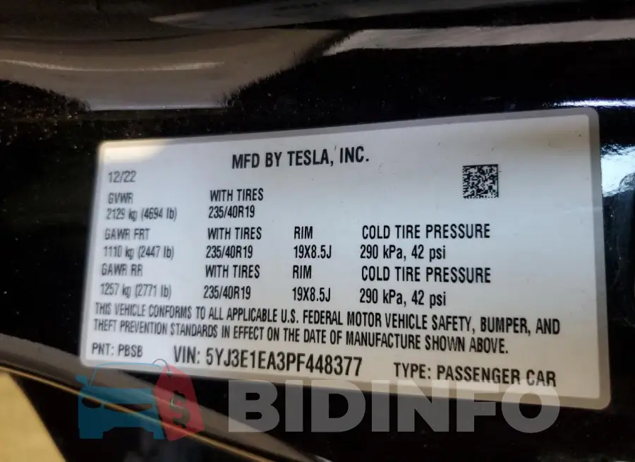 5YJ3E1EA3PF448377 Photo# 12