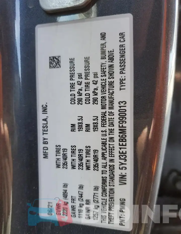 5YJ3E1EB6MF990013 Photo# 12