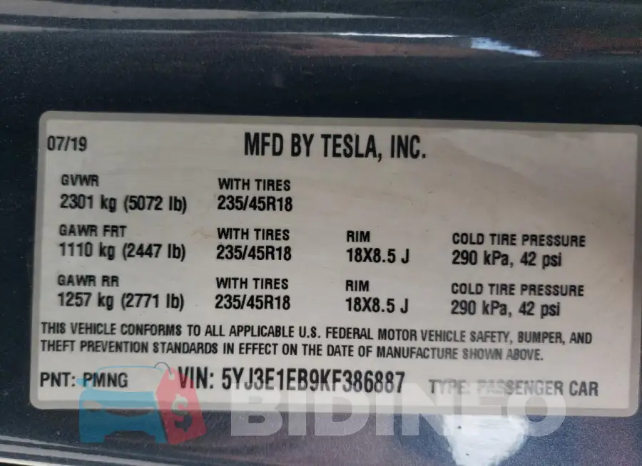 5YJ3E1EB9KF386887 Photo# 12