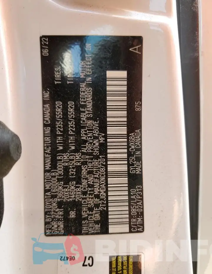 2T2JGMDAXNC087201 Photo# 12