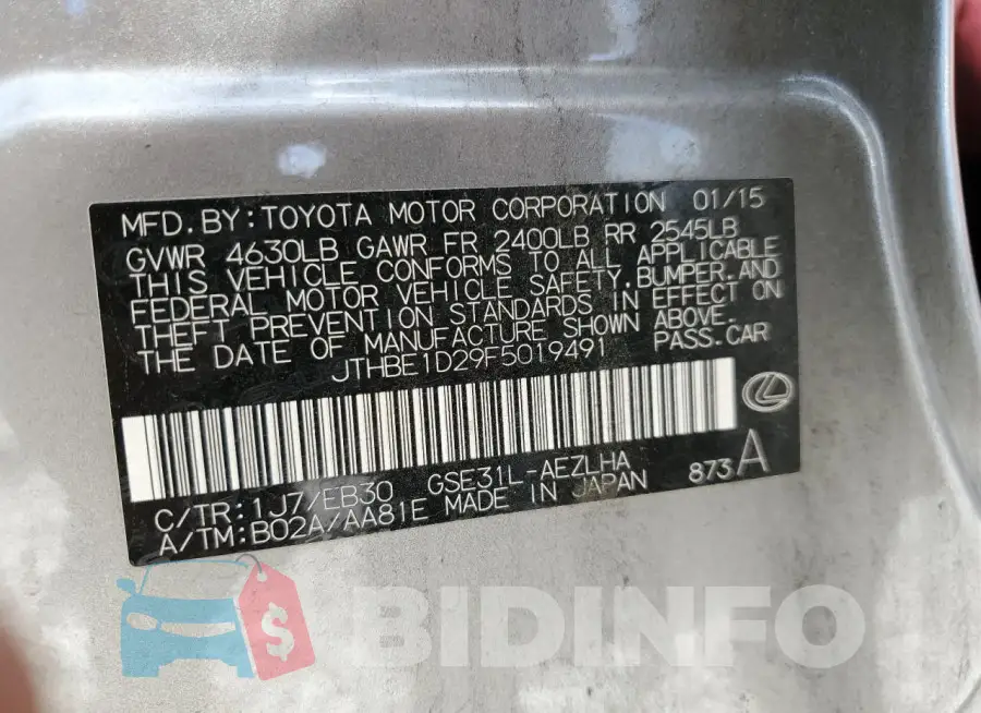 JTHBE1D29F5019491 Photo# 13