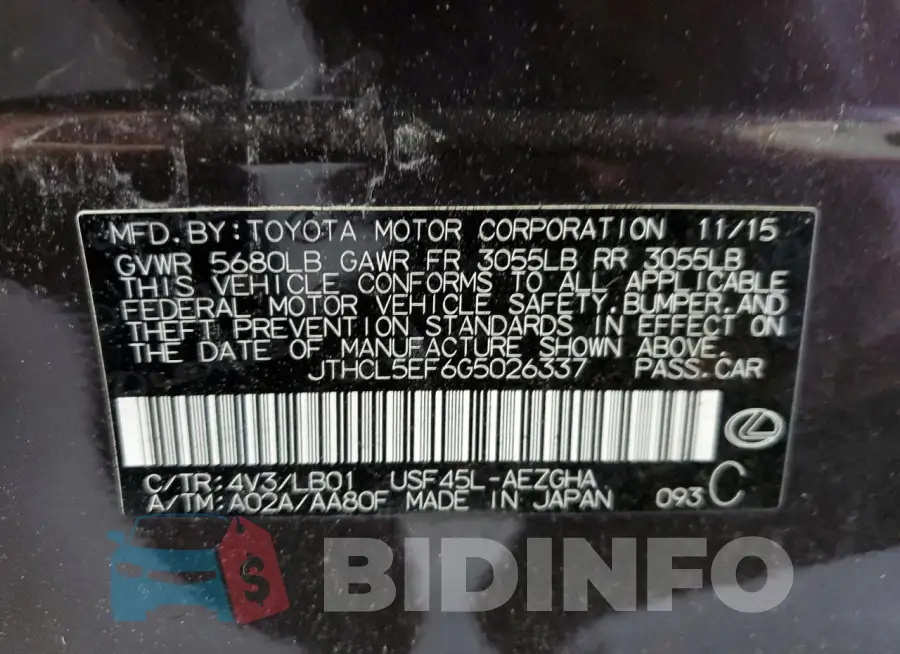 JTHCL5EF6G5026337 Photo# 12