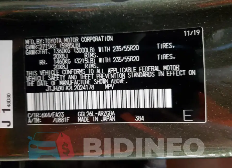 JTJHZKFA2L2024178 Photo# 13