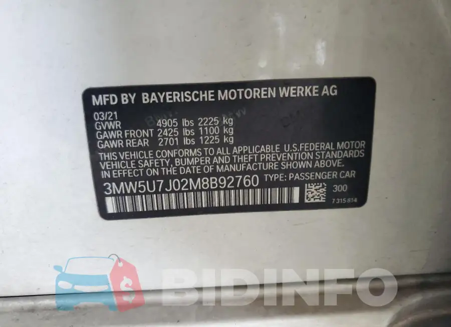 3MW5U7J02M8B92760 Photo# 13