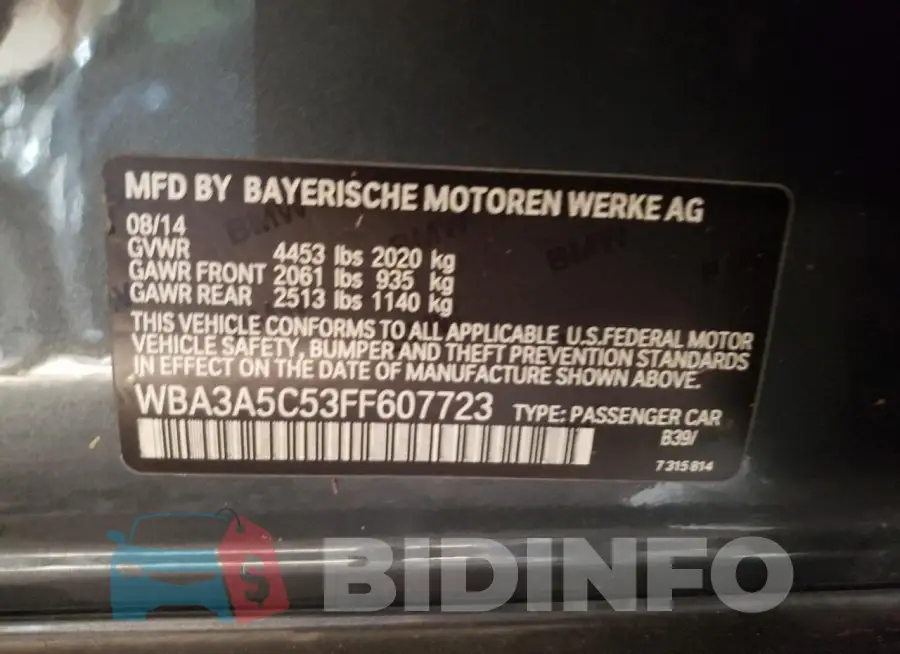 WBA3A5C53FF607723 Photo# 12