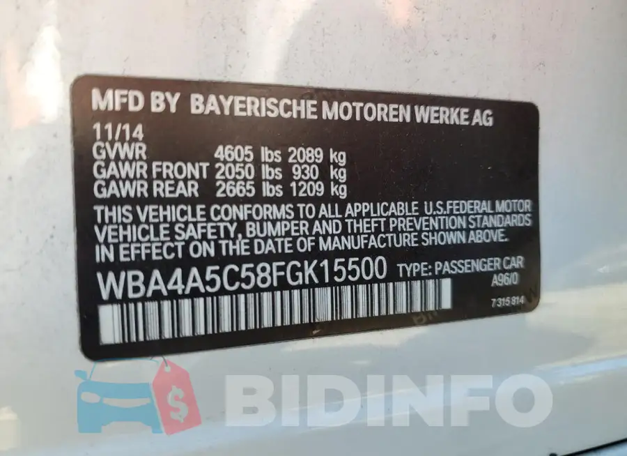 WBA4A5C58FGK15500 Photo# 13