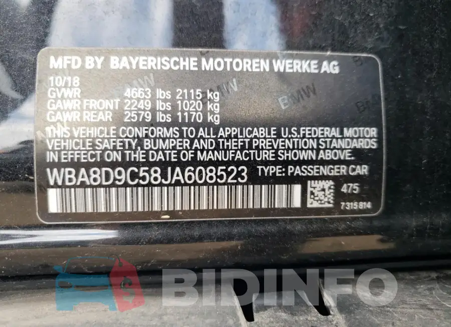 WBA8D9C58JA608523 Photo# 13