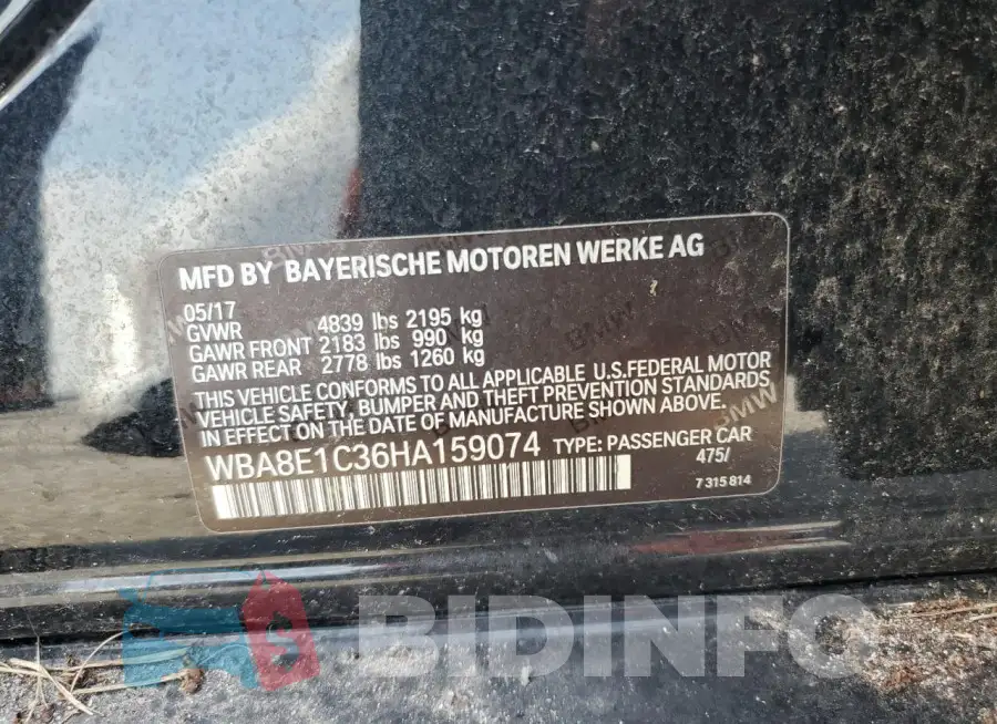 WBA8E1C36HA159074 Photo# 12
