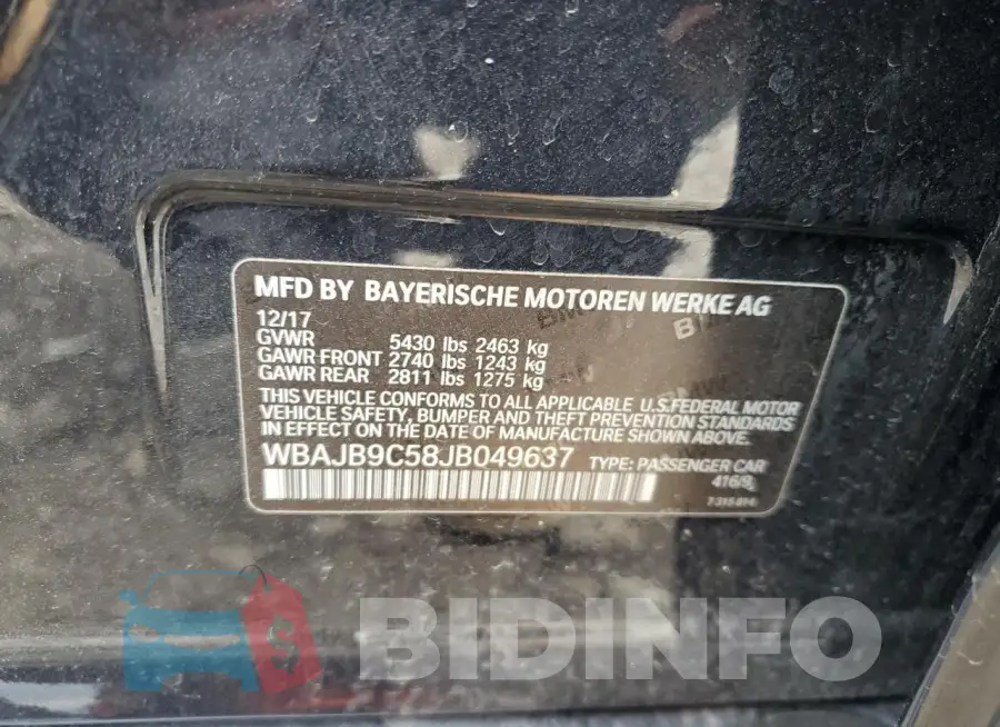 WBAJB9C58JB049637 Photo# 12