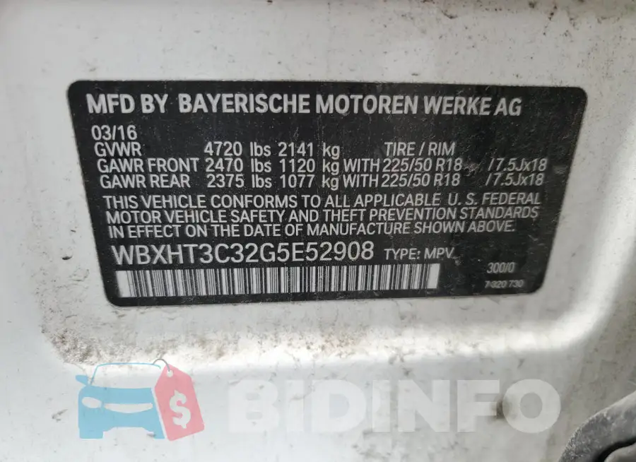 WBXHT3C32G5E52908 Photo# 11