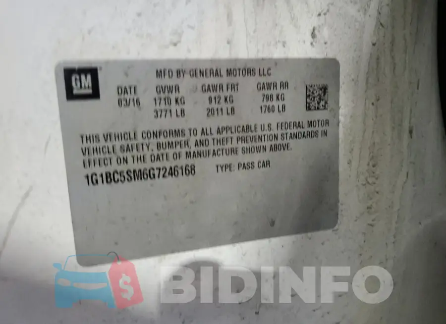 1G1BC5SM6G7246168 Photo# 13
