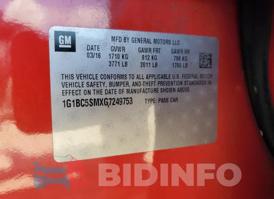 1G1BC5SMXG7249753 Photo# 13