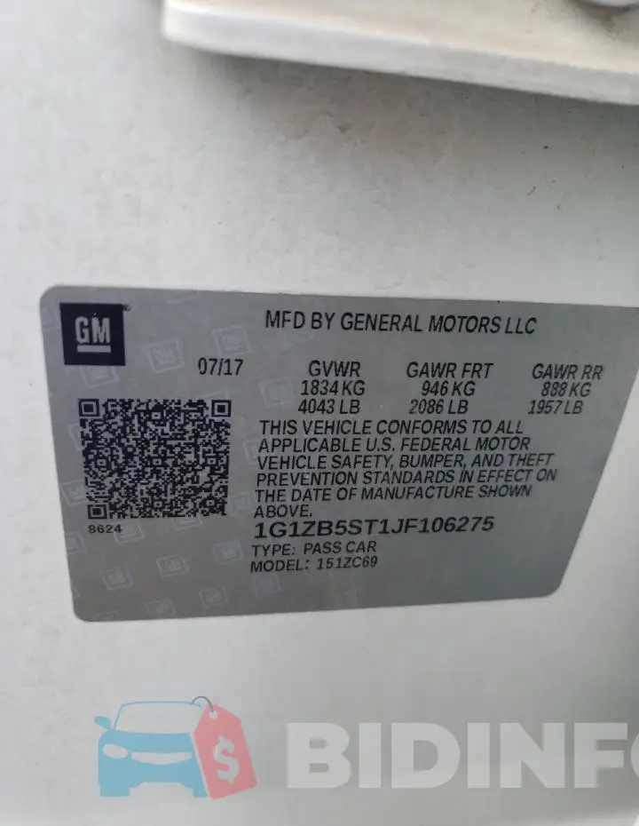 1G1ZB5ST1JF106275 Photo# 12