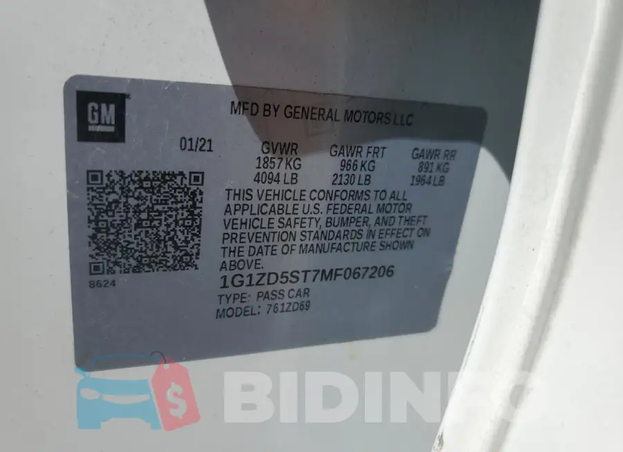 1G1ZD5ST7MF067206 Photo# 12