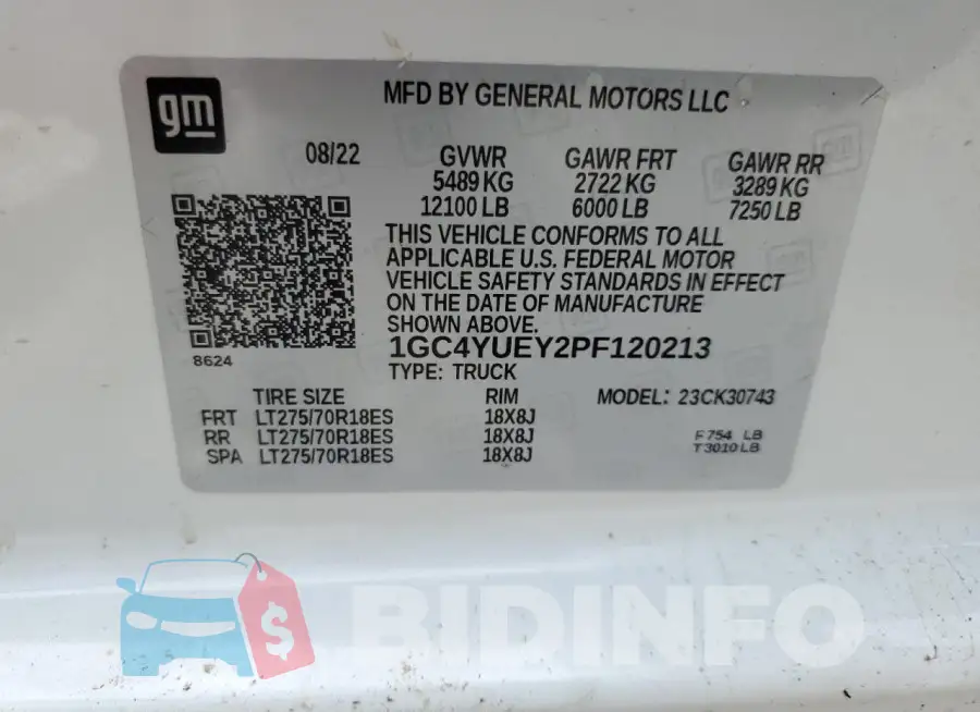 1GC4YUEY2PF120213 Photo# 12