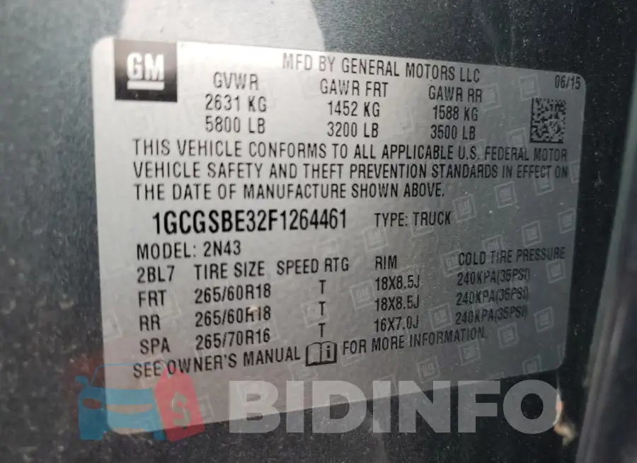 1GCGSBE32F1264461 Photo# 13