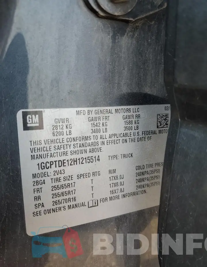 1GCPTDE12H1215514 Photo# 12