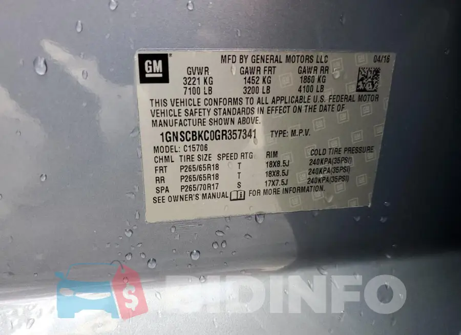 1GNSCBKC0GR357341 Photo# 14