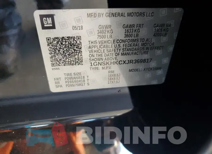 1GNSKHKCXJR369817 Photo# 13