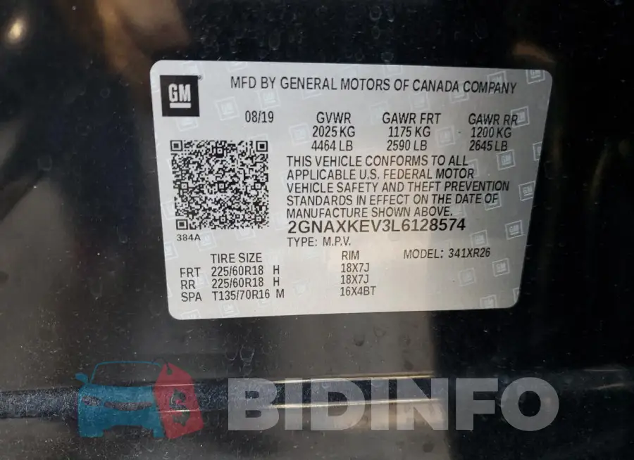 2GNAXKEV3L6128574 Photo# 13