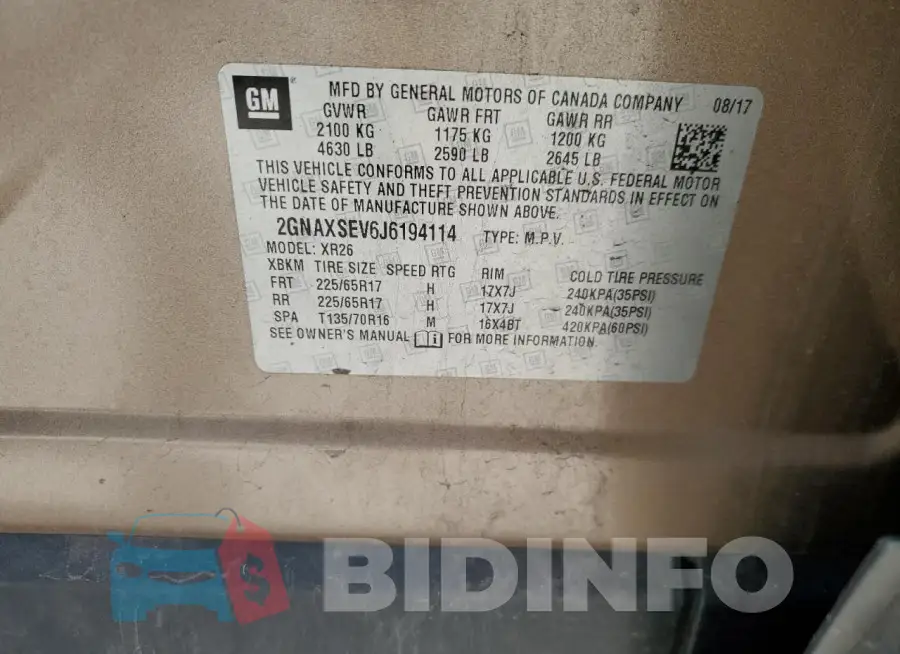 2GNAXSEV6J6194114 Photo# 13