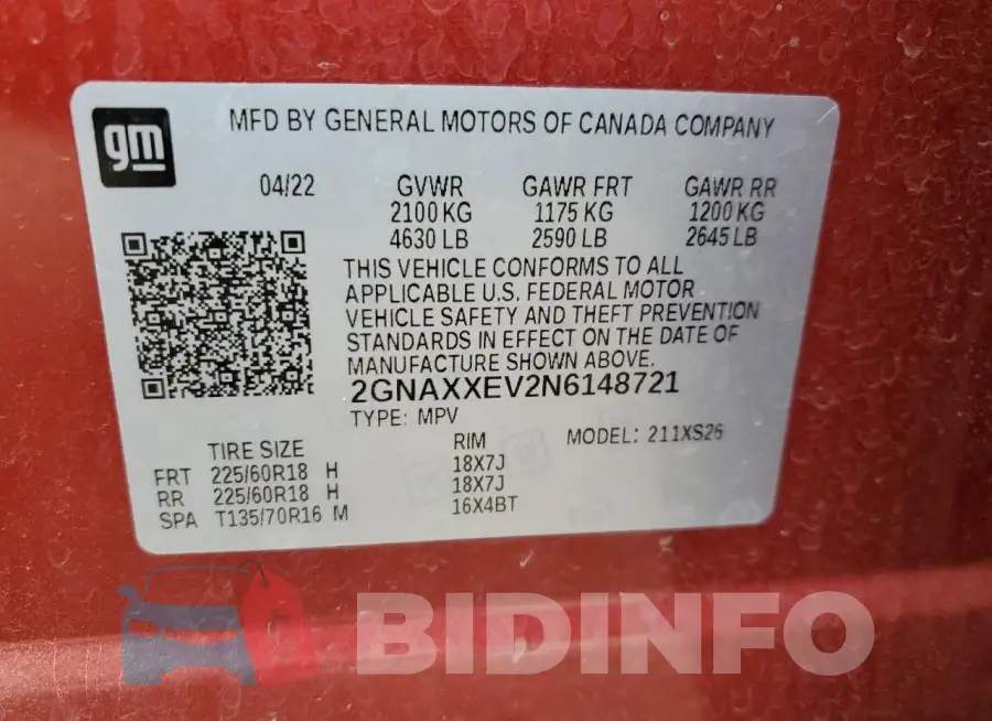 2GNAXXEV2N6148721 Photo# 13