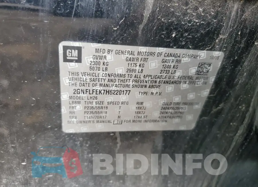 2GNFLFEK7H6220177 Photo# 12
